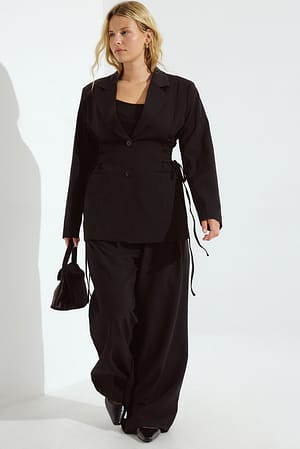Black Wide High Waist Suit Pants