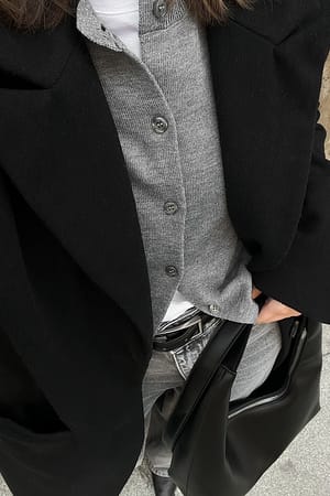 Grey Melange Finstrikket cardigan