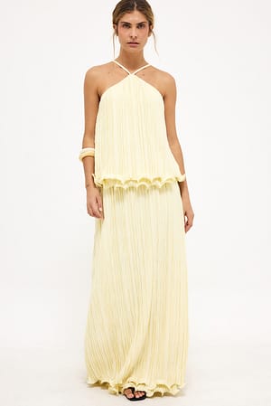 Light Yellow Maxifalda con volantes