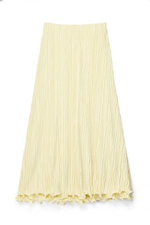 Light Yellow Flounced Hem Maxi Skirt