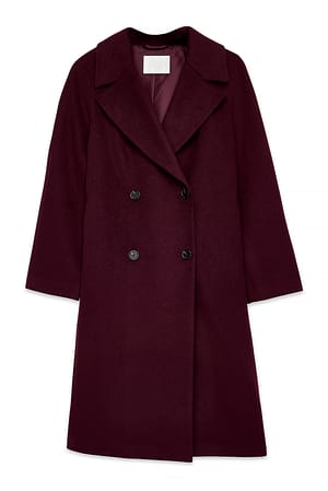 Burgundy Übergroßer Mantel aus einer Wollmischung