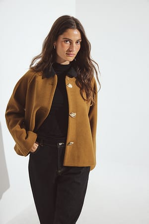 Olive Green Wool Blend Jacket