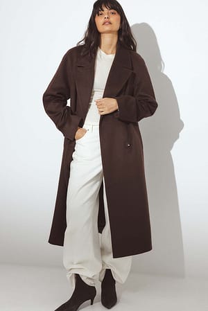 Brown Wool Blend Oversized Coat