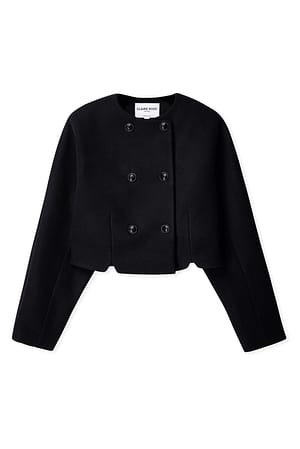 Black Chaqueta corta de mezcla de lana
