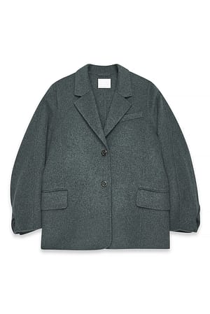Dark Grey Abrigo corto de mezcla de lana oversize con detalle en las mangas