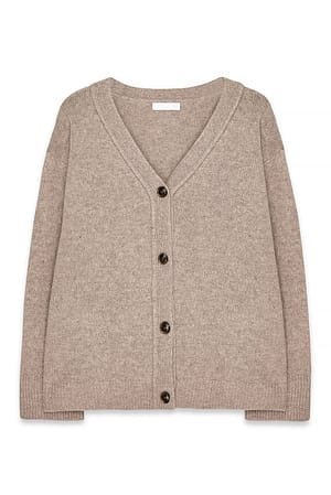 Beige Wollen gebreid oversized vest