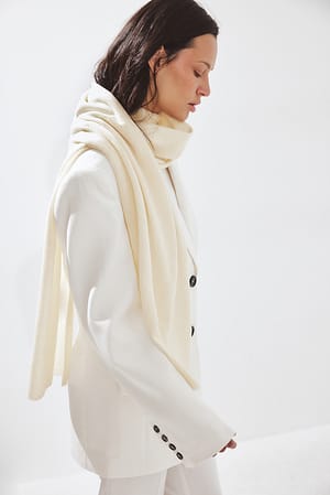 White Wool Knitted Scarf