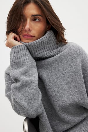 Dark Grey Wool Turtle Neck Sweater