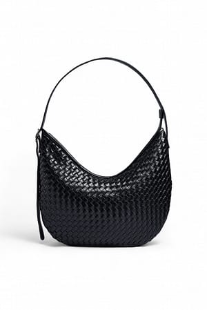Black Woven Rounded Handbag