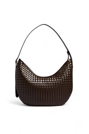 Brown Woven Rounded Handbag
