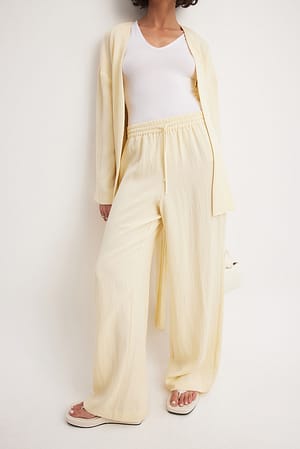 Cream Pantalon en lyocell à taille élastique