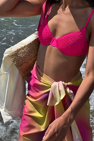 Hot Pink Biustonosz bikini z marszczeniem