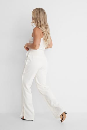Off White Pantalon Couture Visible
