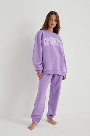 Purple Basic sweatpants met trekkoord