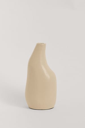 Light Beige Støpt vase med blomstermotiv, stor