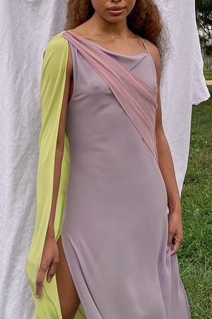 Multicolor sukienka midi z szyfonem