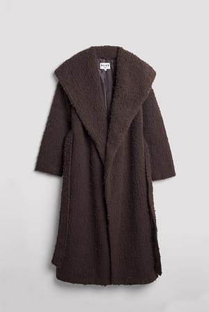 Brown Lange jas met een gevouwen kraag