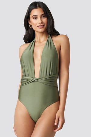 Army Green Twisted Swimsuit