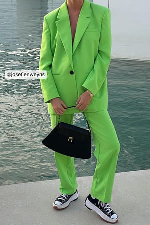Lime Gerecyclede oversized blazer met scherpe schouders