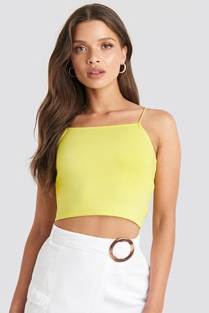 Bright Yellow Cropped Spagetti Strap Singlet