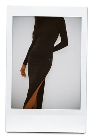 Black Midi-jurk met hoge halslijn