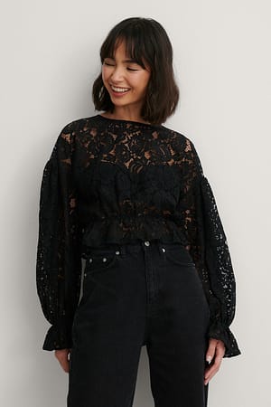 Black Kanten blouse
