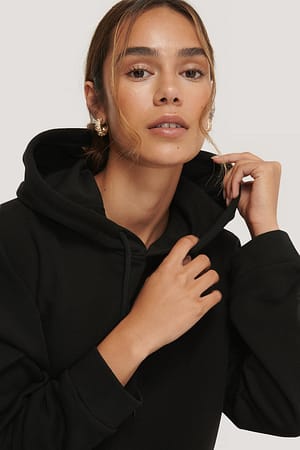Black Organische basic cropped hoodie