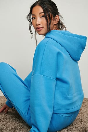 Deep Blue Organische basic cropped hoodie