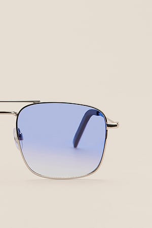 Blue Basic Metal Frame Sunglasses