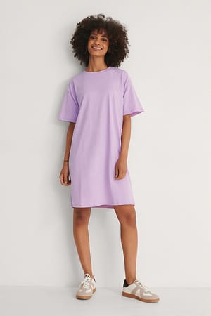Purple Vestido T-shirt Largo orgânico