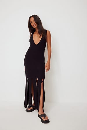 Black Maxi kjole med detaljer