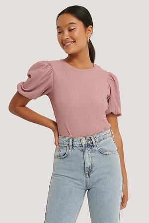Dusty Pink Crepe Puff Sleeve Top