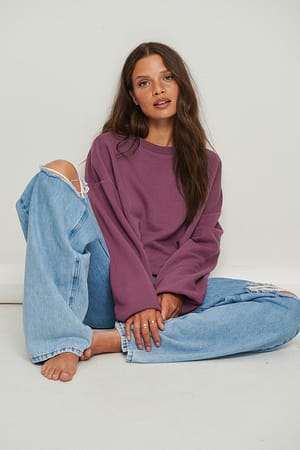 Purple Organischer kurzer Chunky-Pullover