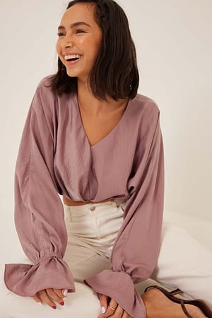 Dusty Pink Cropped flagrende bluse