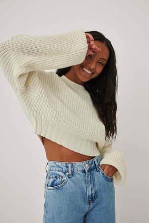 Offwhite Cropped Knit Sweater
