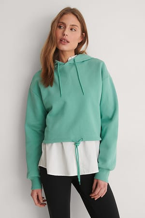 Green Sweatshirt à capuche avec cordon biologique
