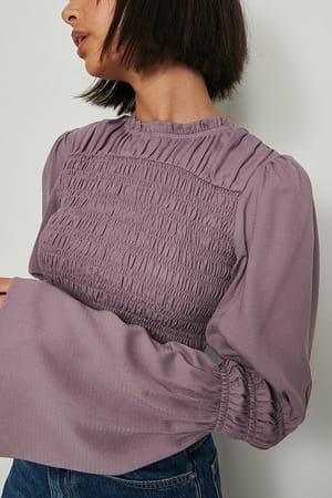 Dusty Lilac Resirkulert bluse med smock