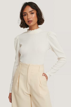 Offwhite High Neck Structured Jersey Top