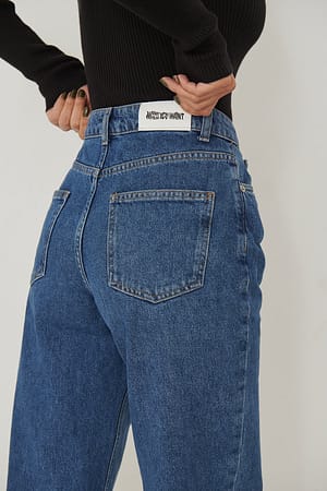 Blue Organische rechte jeans met hoge taille