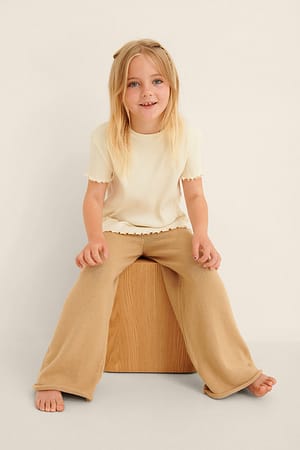 Beige Knitted Organic Pants