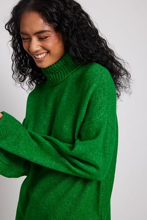 Green Strikket sweater med høj hals