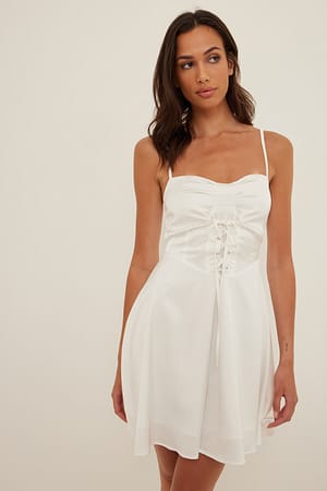 White Satijnen mini-jurk
