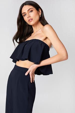 Midnight Blue Cropped Flounce Top