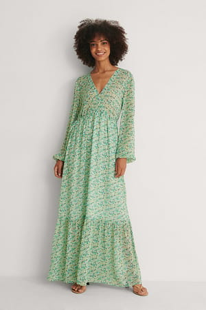 Green Flower Doorzichtige maxi-jurk met trekkoord