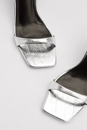 Silver Glanzende sandalen met hoge hak