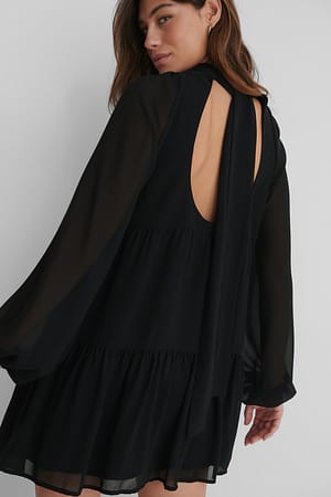 Black Recycled klänning med öppen rygg