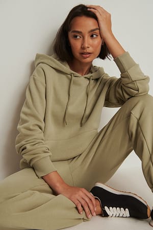 Light Khaki Oversize hoodie med borstad yta