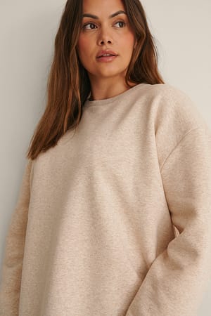 Beige Melange Oversized sweatshirt van biologisch katoen