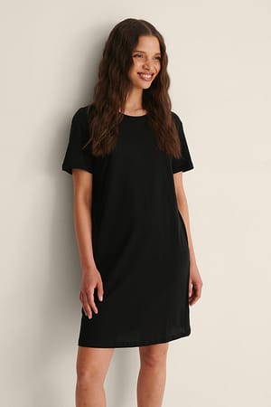 Black Ekologiczna t-shirt w formie sukienki