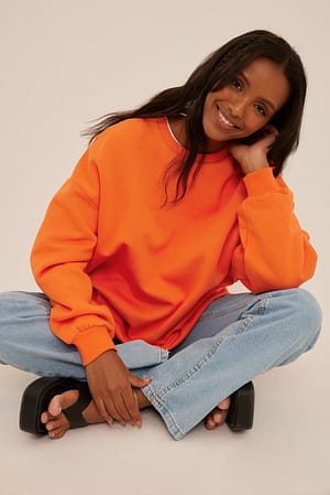 Orange Organisches gebürstetes Sweatshirt in Übergröße